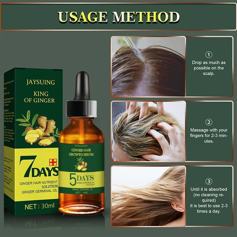 7 Day Ginger Germinal Oil Hair Nutrient Solution Hair Growth Essence Liquid Fast Natural Hair Loss Treatment Hair Care