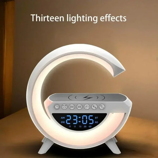 Multi-functional Led Clock Display Speaker G Lamp | Led Wireless Charging Speaker, G-shaped Speaker Light, Bluetooth Mp3 Player, Night Light And Alarm Clock, For Living Room