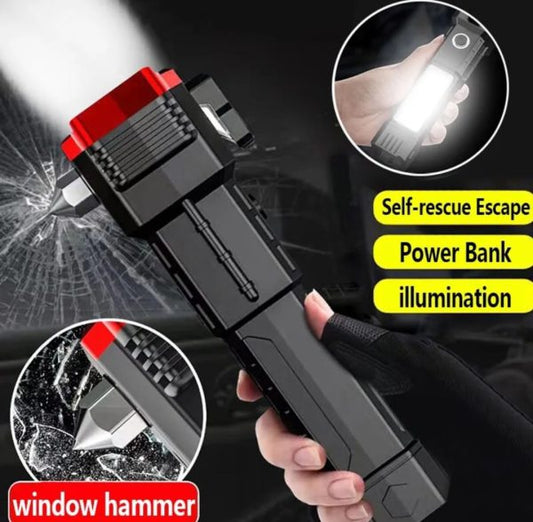 ersatile High-power Led Flashlight: Rechargeable And Multifunctional For Your Lighting Needs | Only In Black Color.